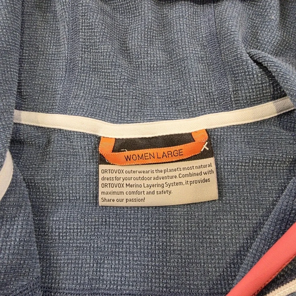 Ortovox Jacket Womens Large Blue Merino Fleece Hooded Full Zip Thumbholes - Picture 8 of 16